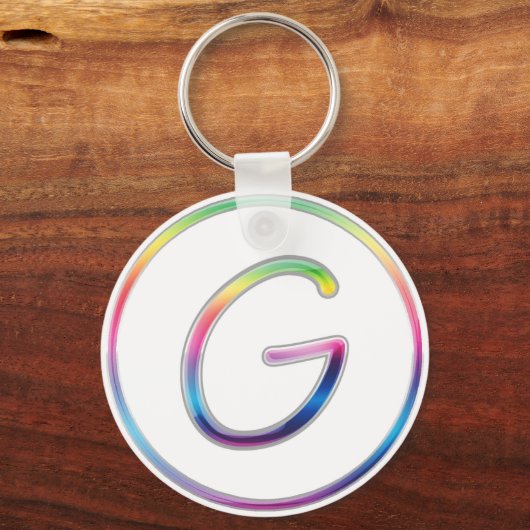 G Rainbow Monogram Sleutelhanger (Voorkant)