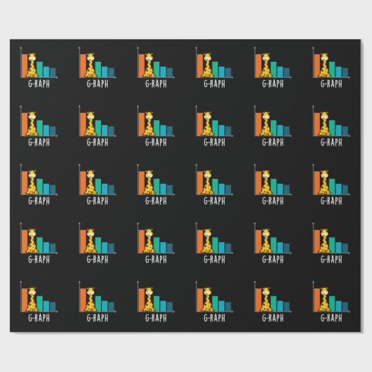 G-raph Funny Giraffe Graph Pun Dark BG Cadeaupapier (Vlak)