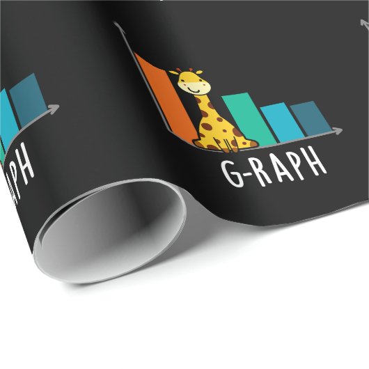 G-raph Funny Giraffe Graph Pun Dark BG Cadeaupapier (Rol Hoek)