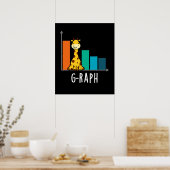 G-raph Funny Giraffe Graph Pun Dark BG Poster (Keuken)