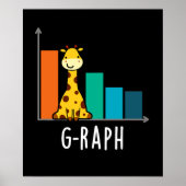 G-raph Funny Giraffe Graph Pun Dark BG Poster (Voorkant)