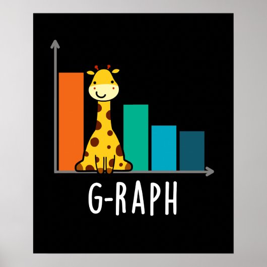 G-raph Funny Giraffe Graph Pun Dark BG Poster (Voorkant)