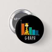 G-raph Funny Giraffe Graph Pun Dark BG Ronde Button 5,7 Cm (Voorkant /achterkant)