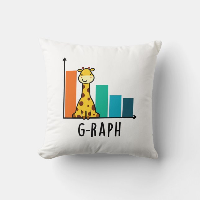 G-raph Funny Giraffe Graph Pun Kussen (Voorkant)