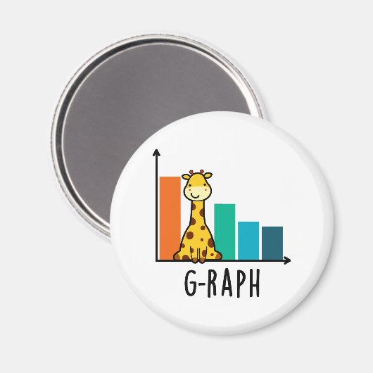 G-raph Funny Giraffe Graph Pun Magneet (Voorkant / Achterkant)