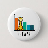 G-raph Funny Giraffe Graph Pun Ronde Button 5,7 Cm (Voorkant)