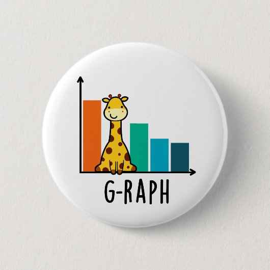 G-raph Funny Giraffe Graph Pun Ronde Button 5,7 Cm (Voorkant)