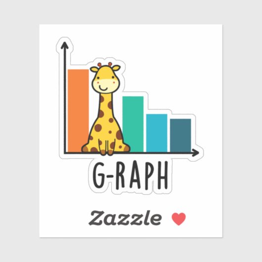 G-raph Funny Giraffe Graph Pun Sticker (Vel)