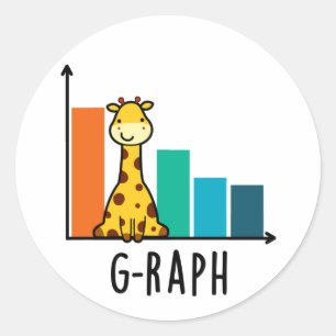 G-raph Grappige Giraffe Grafiek Woordspeling  Ronde Sticker