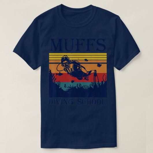 g Retro  Muffs Diving School Costuum Diver T-shirt (Design voorkant)