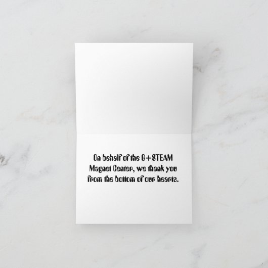 G+STEAM Magnet Center - Dank u voor uw kaarten (Binnen)