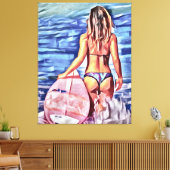 G-STRING BIKINI SURFER GIRL CANVAS ART PRINT (Insitu (Woonkamer))