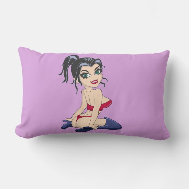 G-STRING CARTOON GIRL LUMBAR PILLOW KUSSEN (Voorkant)