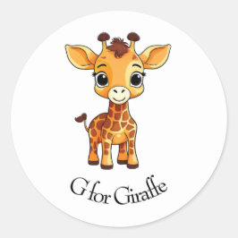 G voor Giraffe Ronde Sticker
