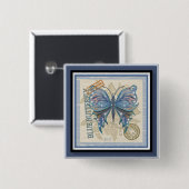 G Vormende Kantoor-vlinder Vierkante Button 5,1 Cm (Voorkant /achterkant)