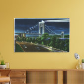 G. Washington Bridge, Hudson bij nacht Canvas Afdruk (Insitu (Woonkamer))