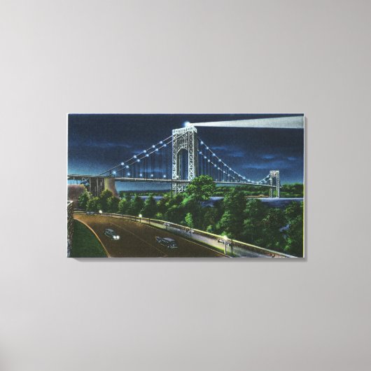 G. Washington Bridge, Hudson bij nacht Canvas Afdruk (Voorkant)