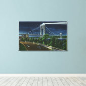 G. Washington Bridge, Hudson bij nacht Canvas Afdruk (Insitu (Houten vloer))