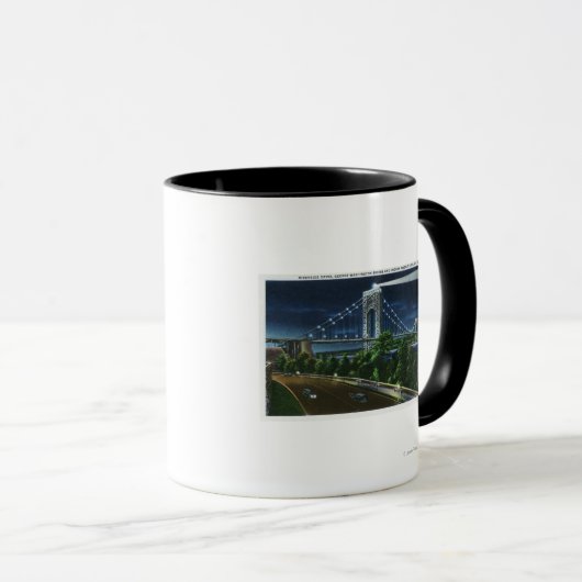 G. Washington Bridge, Hudson bij nacht Mok (Voorkant rechts)