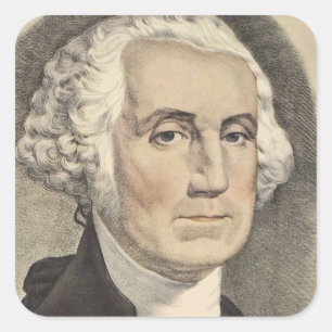 G Washington, Currier en Ives Vierkante Sticker
