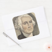 G Washington, Currier en Ives Vierkante Sticker (Envelop)