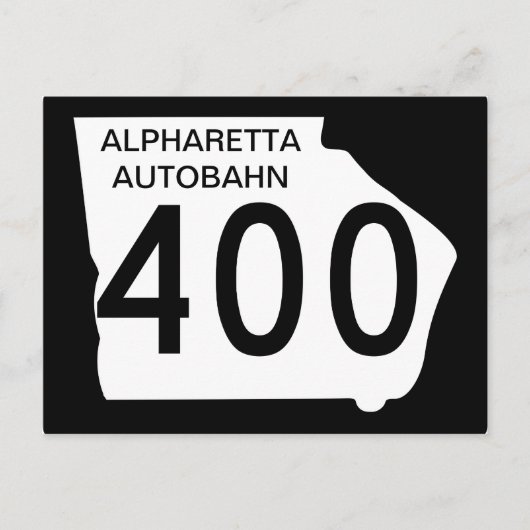 GA 400 "Alpharetta Autobahn" Briefkaart (Voorkant)