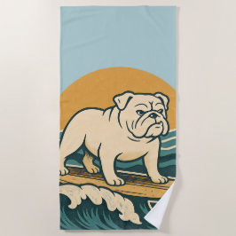 Ga aan boord Surfer Dog Retro Bulldog Surf Grafisc Strandlaken