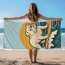 Ga aan boord Surfer Dog Retro Bulldog Surf Grafisc Strandlaken