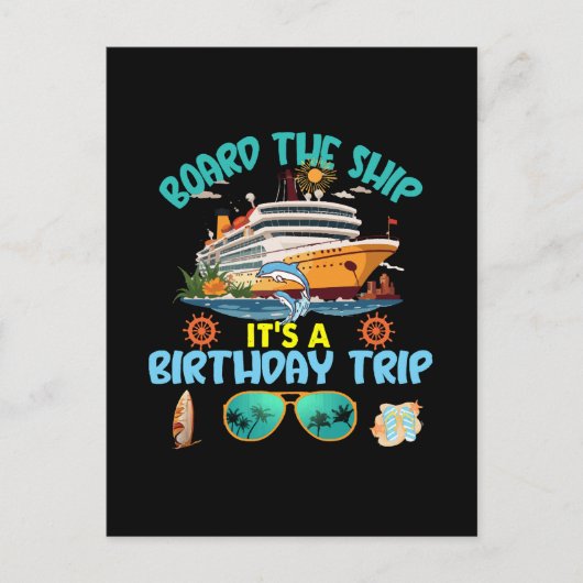 Ga aan boord van het schip, het is een verjaardags briefkaart (Voorkant)