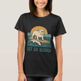 Ga Aansluiten Surfer Hond Retro Bulldog Surf Grafi T-shirt