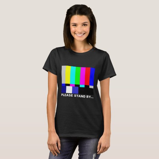 Ga alsjeblieft bij TV Test Pattern Hallowe staan T-shirt (Voorkant volledig)