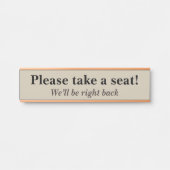 "Ga alsjeblieft zitten!" Deurbordje (Voorkant)