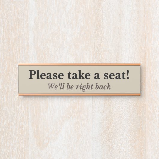 "Ga alsjeblieft zitten!" Deurbordje (Voorkant)