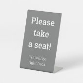 "Ga alsjeblieft zitten!" Reclamebord Met Voetstuk (Voorkant)