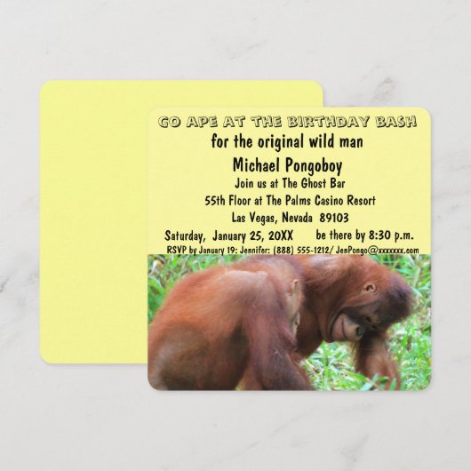 Ga Ape Birthday Bash Kaart (Voorkant / Achterkant)