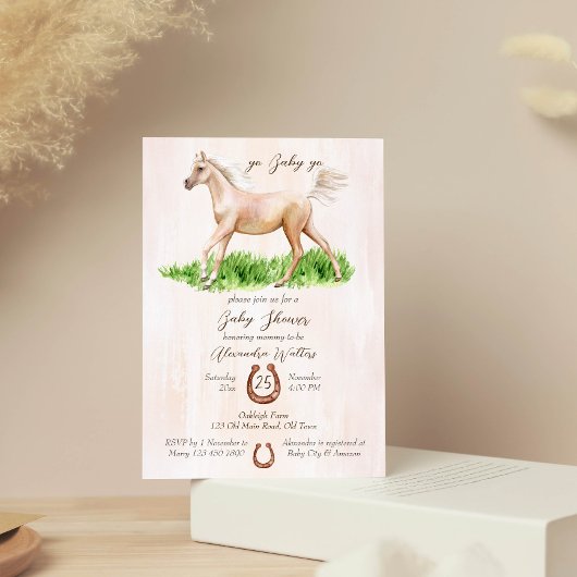 Ga baby door met baby shower van paardenfokkerij kaart