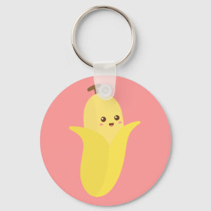 Ga bananen met Cute en Happy Banana Sleutelhanger