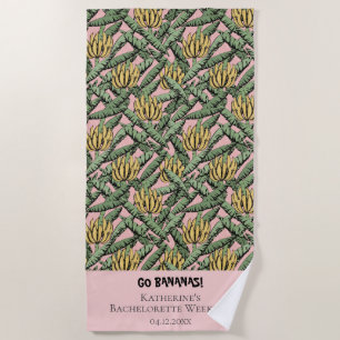 Ga Bananen Roze Bananen en Tropische Bladeren Strandlaken