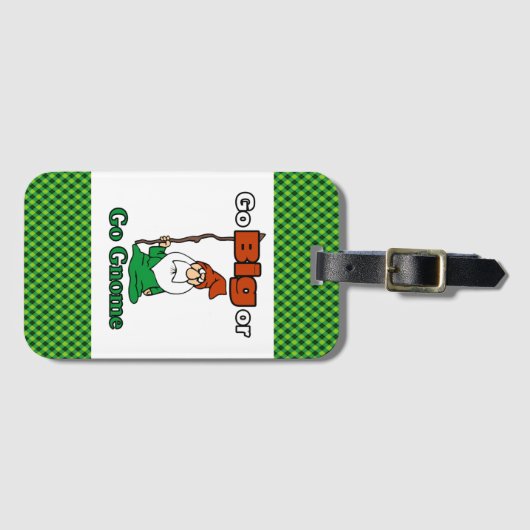 Ga Big of Go Gnome, Cute, Funny, Risico-Inname Bagagelabel (Voorkant (horizontaal))