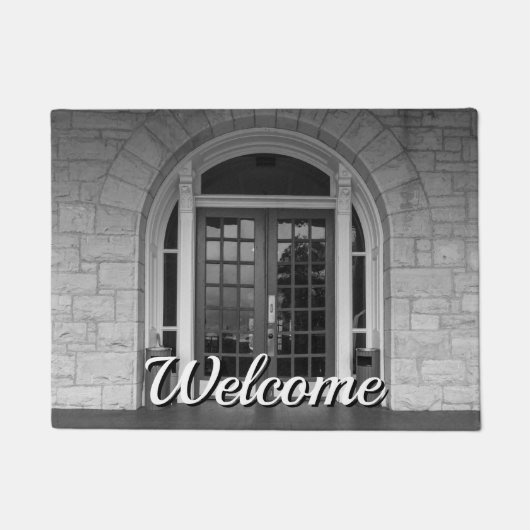 Ga binnen als u Grayscale Welkome Doormat Deurmat (Voorkant)