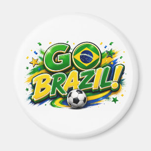 Ga Brazilië Patriottische Voetbalfan    Braziliaan Magneet