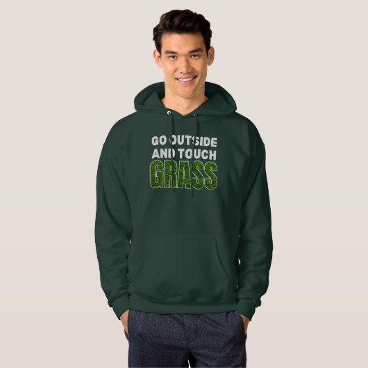GA BUITEN AANRAKING GRASS Funny Humor Hoodie (Voorkant volledig)