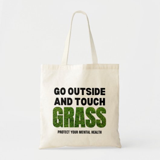 GA BUITEN AANRAKING GRASS Funny Humor Tote Bag (Voorkant)