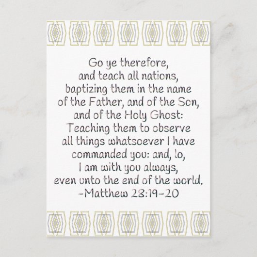 Ga daarom ja en leer alle naties briefkaart (Voorkant)