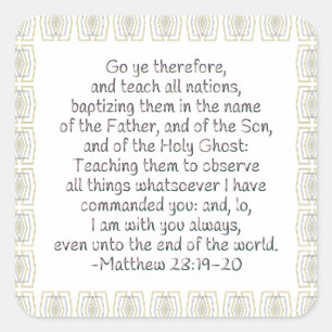 Ga daarom ja en leer alle naties vierkante sticker