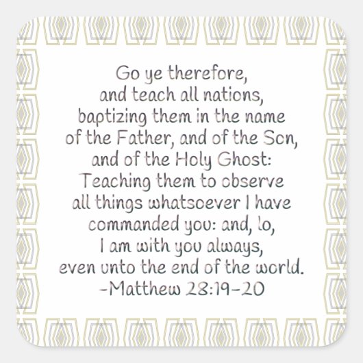 Ga daarom ja en leer alle naties vierkante sticker (Voorkant)