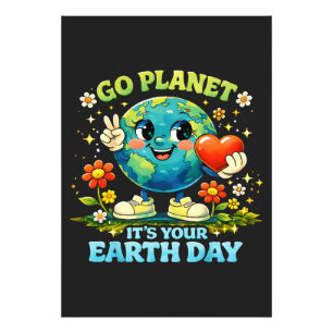 Ga de planeet Het is je aardse dag groen Foto Afdruk