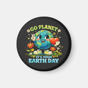 Ga de planeet Het is je aardse dag groen Magneet