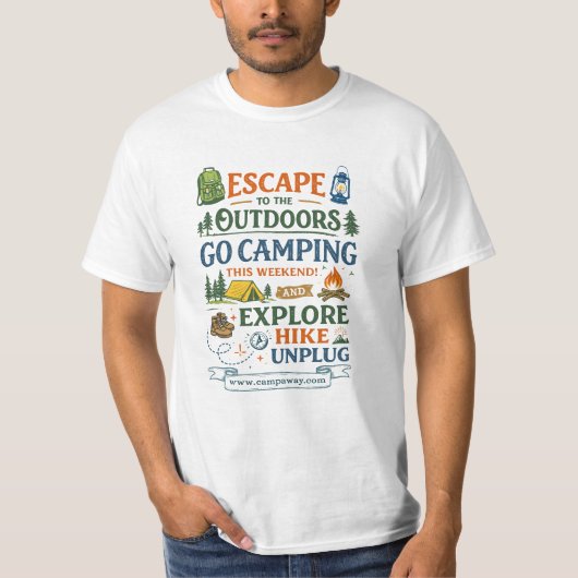 Ga dit weekend kamperen Avonturen T-shirt (Voorkant)