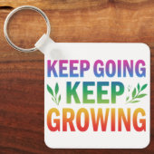 Ga door, blijf groeien - Aluminium vierkante sleut Sleutelhanger (Voorkant)
